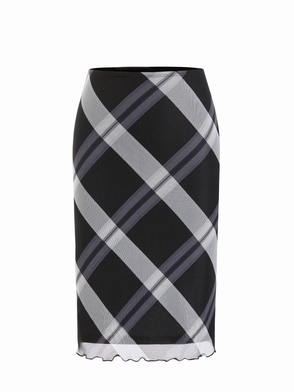 Black Plaid Pencil Skirt - Women